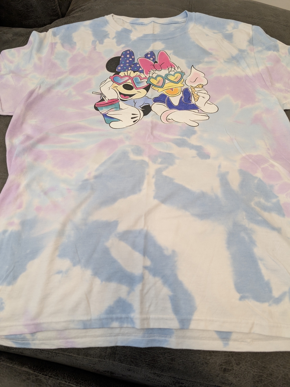 Tie-Dye Daisy & Minnie BFF Graphic Tee - Pastel Blue & Pink
